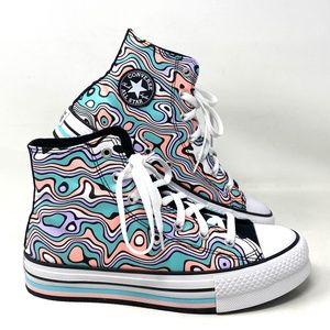 Converse CTAS Lift Platform High Top Multi Kids Women's Canvas Sneakers A02483C